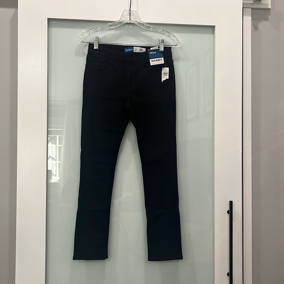 Old Navy Black Skinny Built In Tough Stretch Jeans, Size 10-12 - Picture 1 of 4